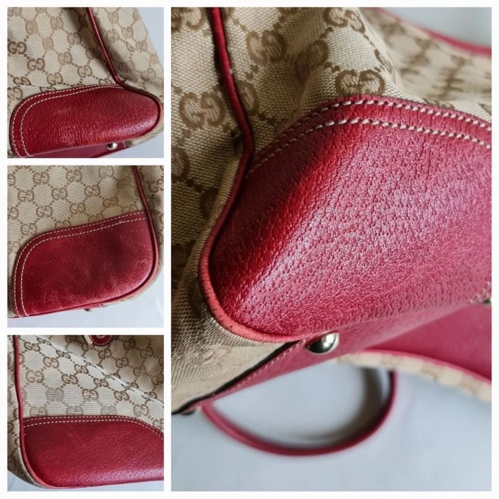 GUCCI - Authentic Large GG Red/Brown Canvas Tote - Picture 9 of 9